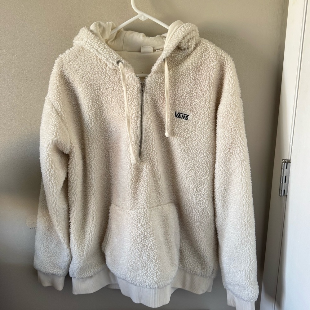 🧸Off-White Vans Sherpa Fleece Quarter Zip Hoodie Teddy Bear🧸 ~large